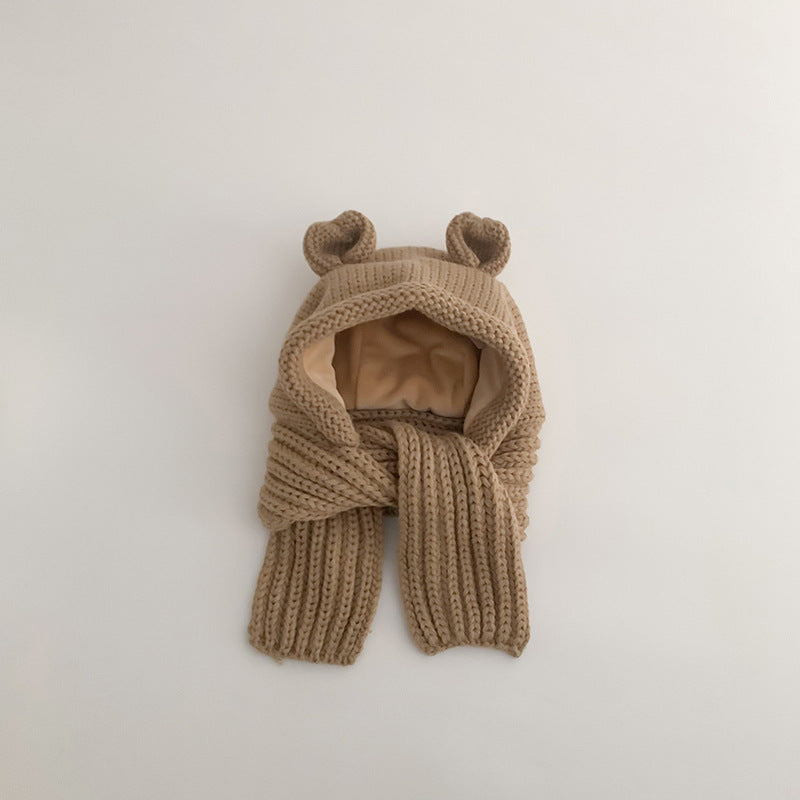 【49-53cm】耳つきマフラーニット帽