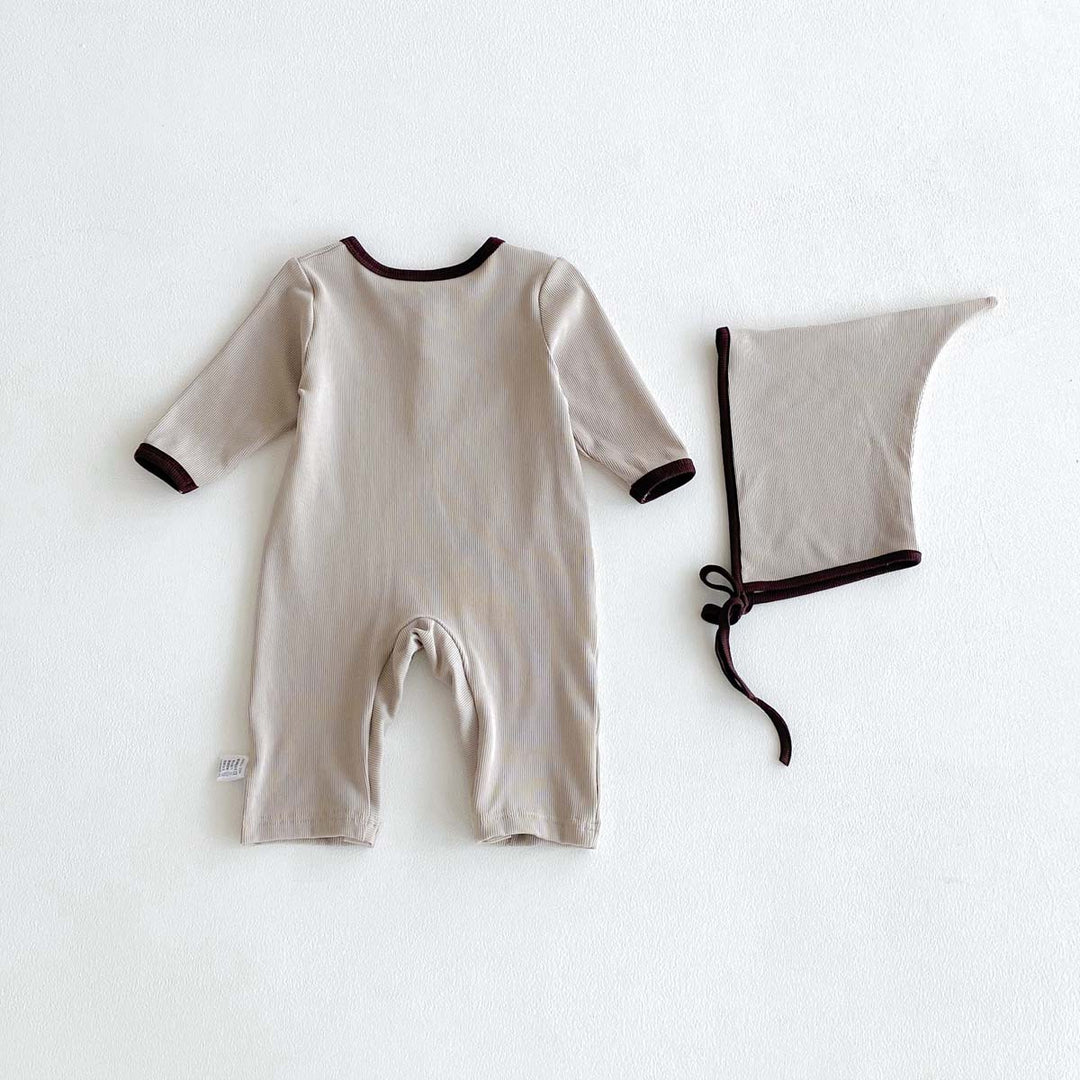 【73-90】帽子付き長袖ロンパース