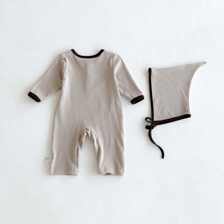 【73-90】帽子付き長袖ロンパース