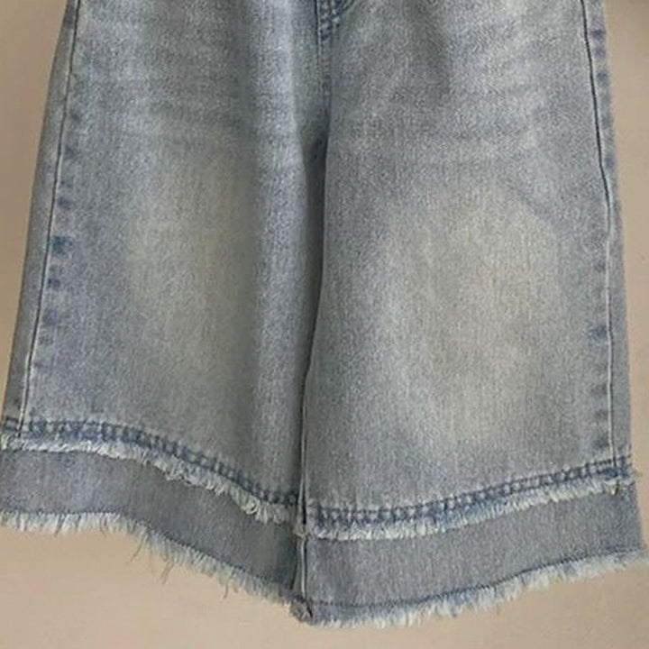 【80-120】カットオフデザインワイドデニムパンツ