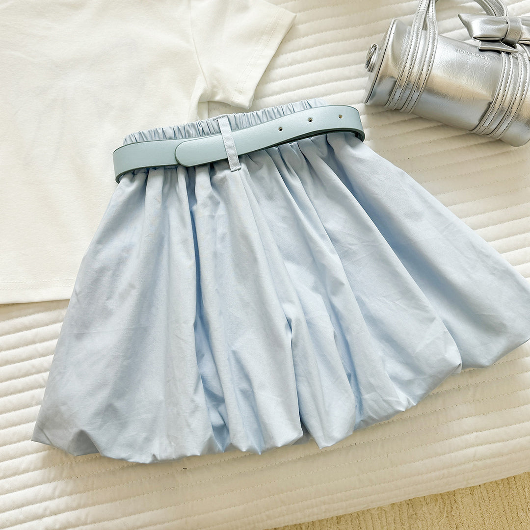 【90-140】フロントリボンTシャツ×ショートパンツセット