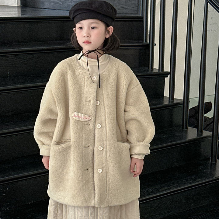 【90-150】ワンポイントふわふわコート