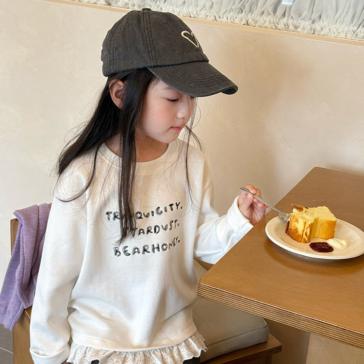 【90-150】レースヘムフロントロゴトップス