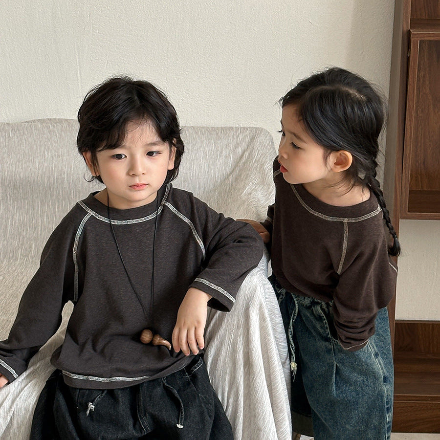 【80-140】ラインデザイン長袖カットソー