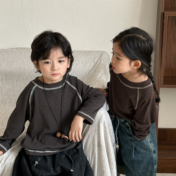 【80-140】ラインデザイン長袖カットソー