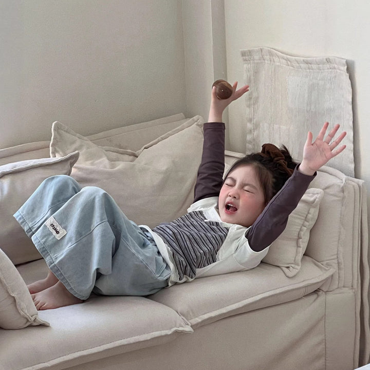 【90-140】ワンポイントワイドジーンズ