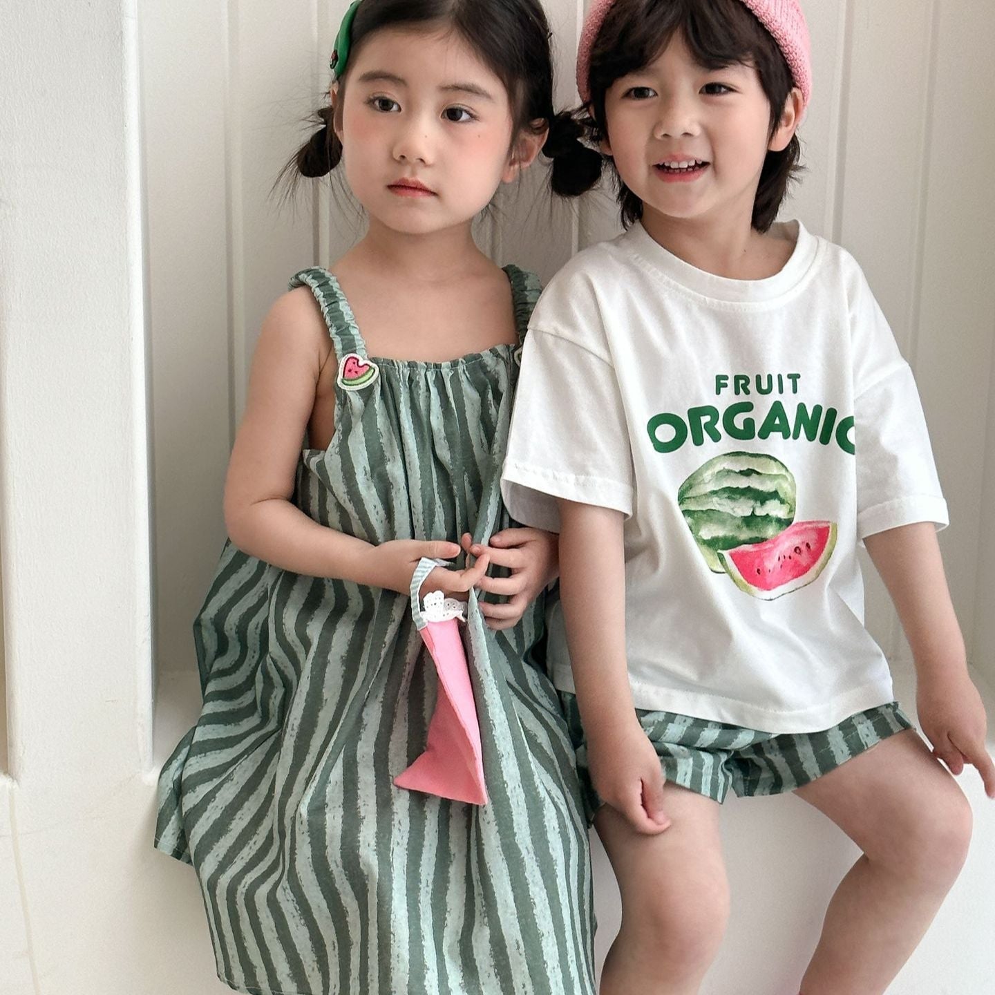 familiar 110cm 半袖Tシャツとハーフパンツのセット 80-150】スイカ柄半袖Tシャツ×ハーフパンツセット｜ELMO-こども服