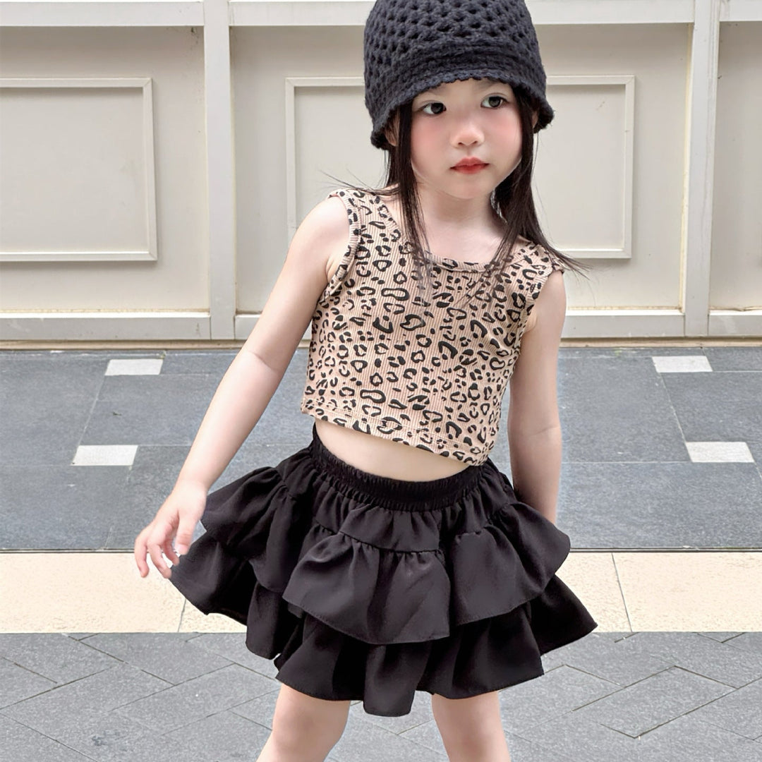 【90-140】レオパード柄ショート丈トップス