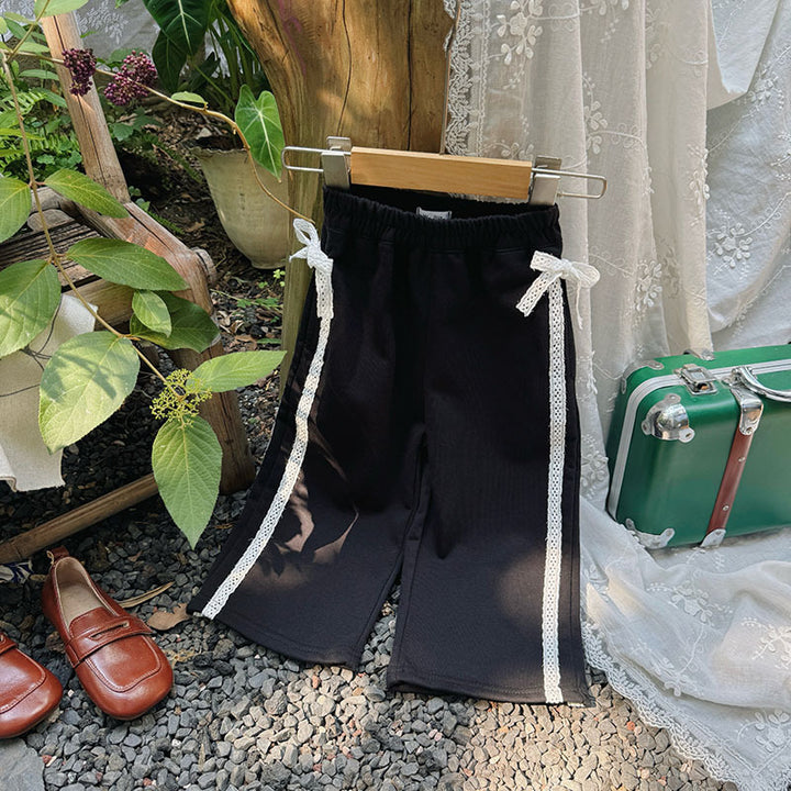 【90-150】サイドレースデザインワイドパンツ