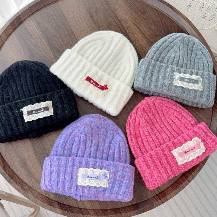 【48-52cm】レースワンポイントニット帽