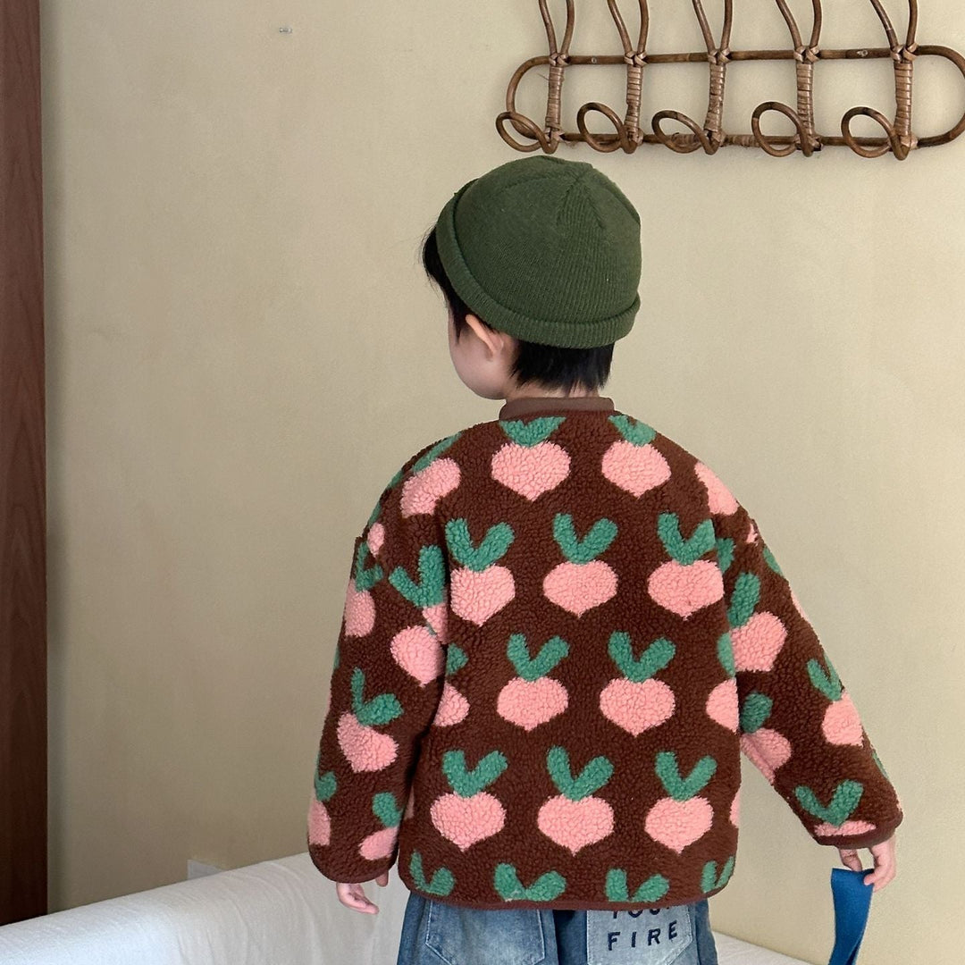 【80-150】ノーカラーパターンプリントジャケット