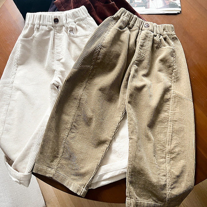 【90-150】シンプルコーデュロイワイドパンツ