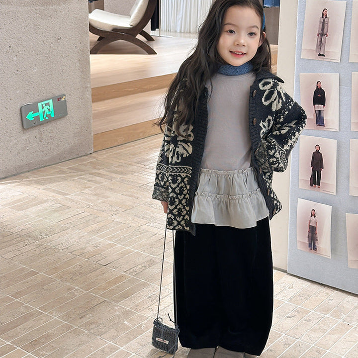 【90-150】シンプルコーデュロイワイドパンツ