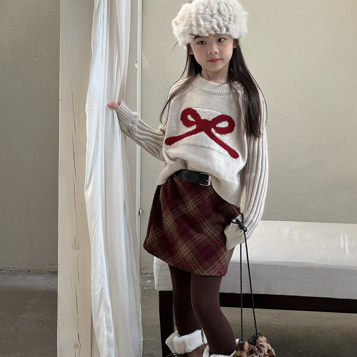 【90-150】ショルダーボタンニットトップス