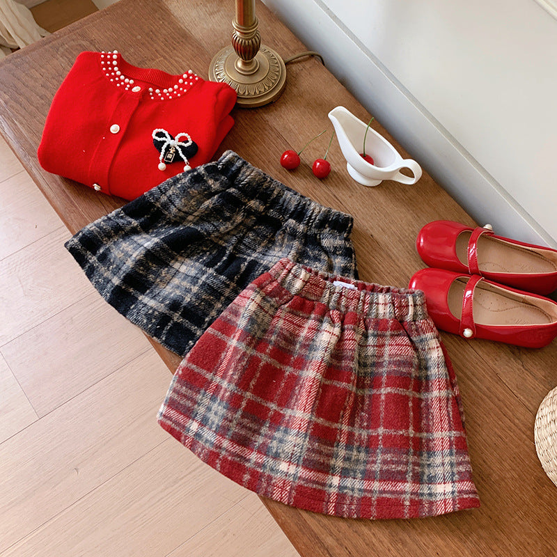 【90-150】チェック柄ミニスカート