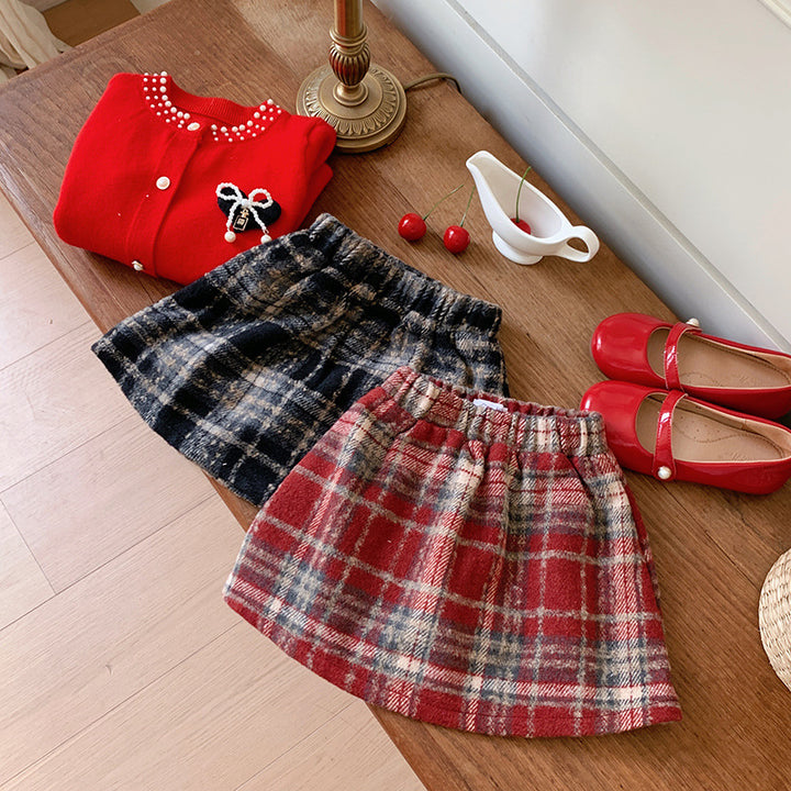 【90-150】チェック柄ミニスカート