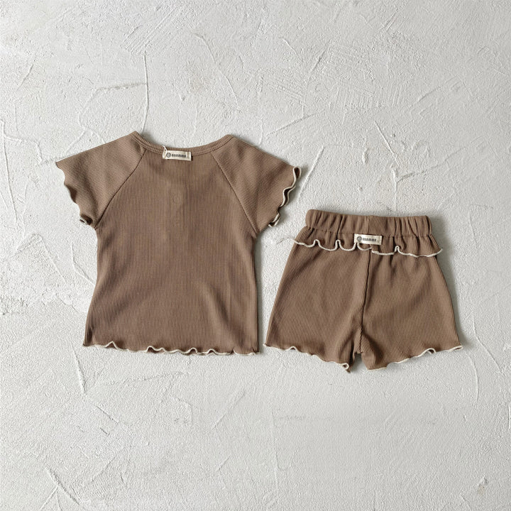 【73-100】シンプルメロウトップス×フロントリボンメロウショートパンツ