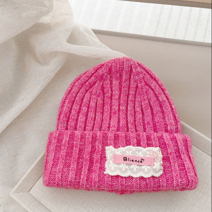 【48-52cm】レースワンポイントニット帽