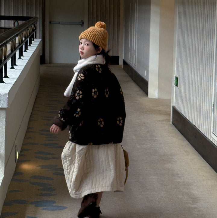 【100-150】花柄ボアジャケット