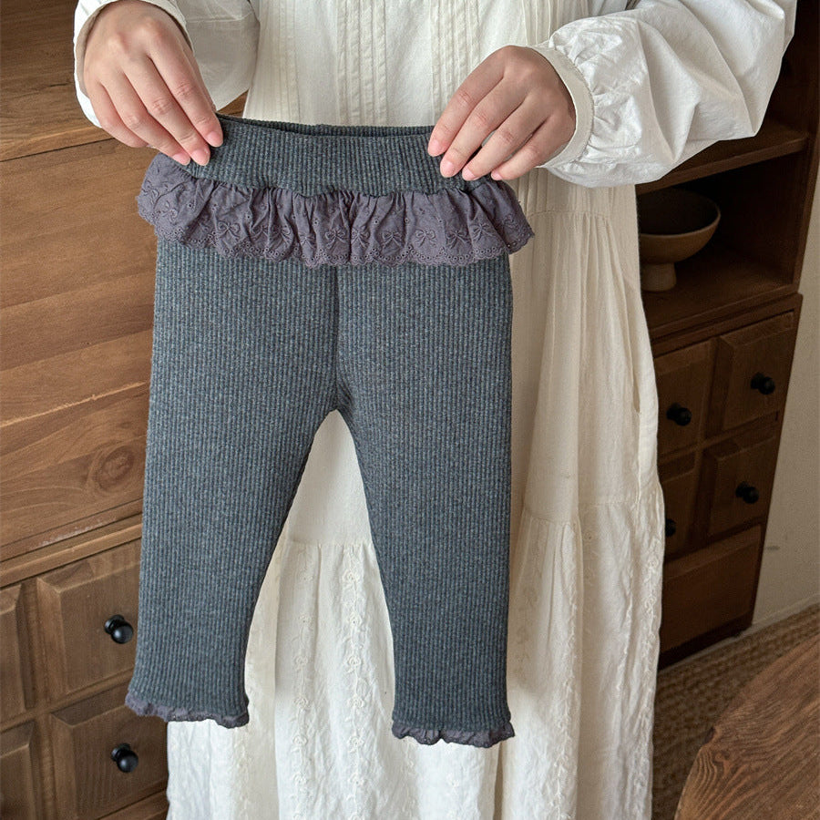 【90-140】ウエストレースあったかレギンスパンツ