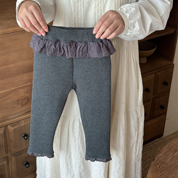 【90-140】ウエストレースあったかレギンスパンツ