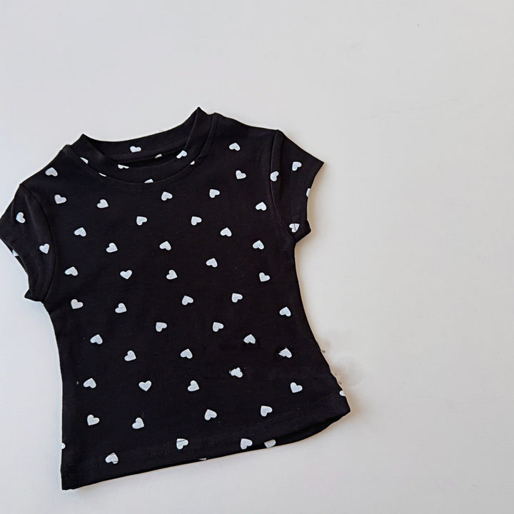 【90-150】ミニハート柄Tシャツ