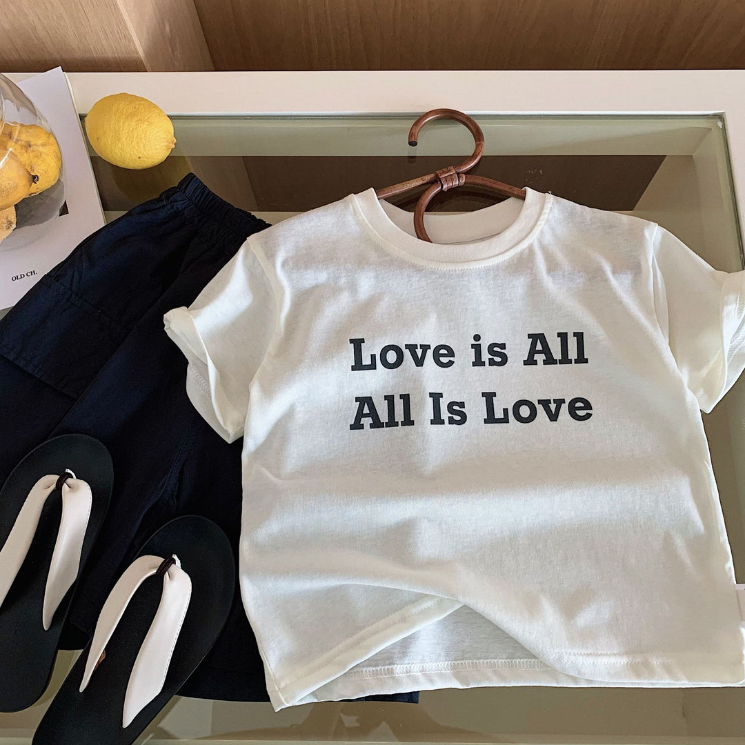 【90-140】英字ロゴTシャツ×ハーフパンツセット
