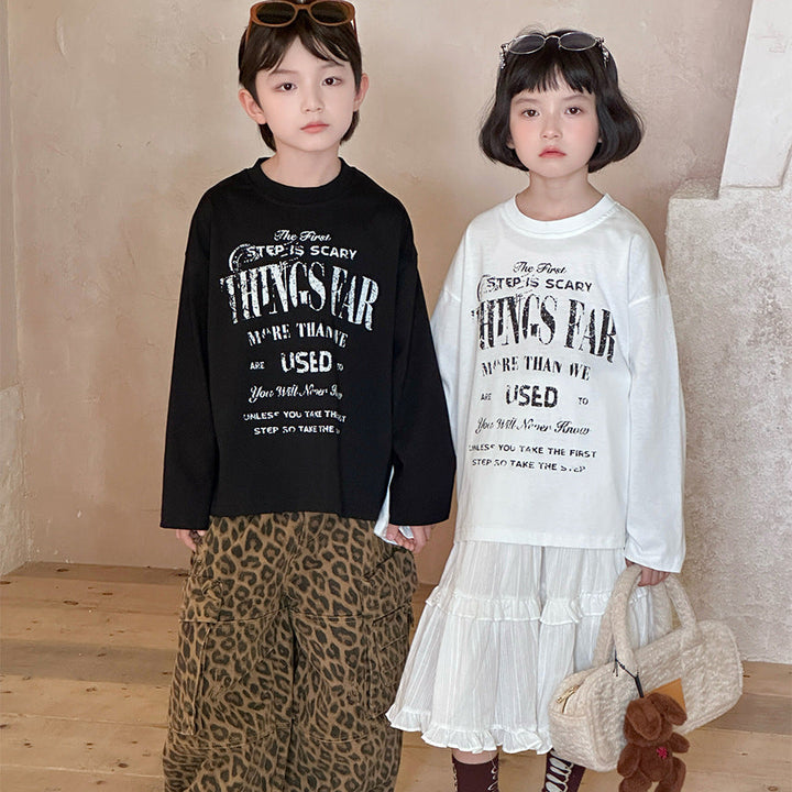 【90-150】フロントロゴ長袖Tシャツ