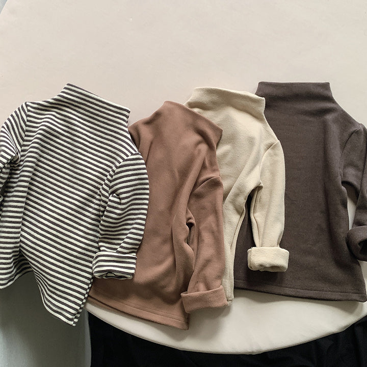 【80-130】モックネックシンプルトップス