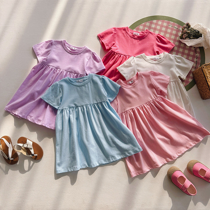 【90-140】シンプルフレアワンピース