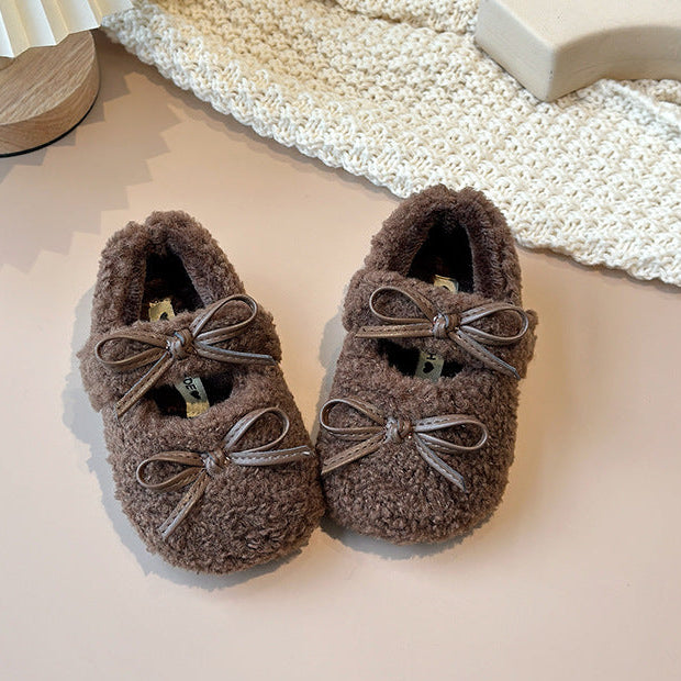 【13.5-21.0】リボンモチーフボアシューズ