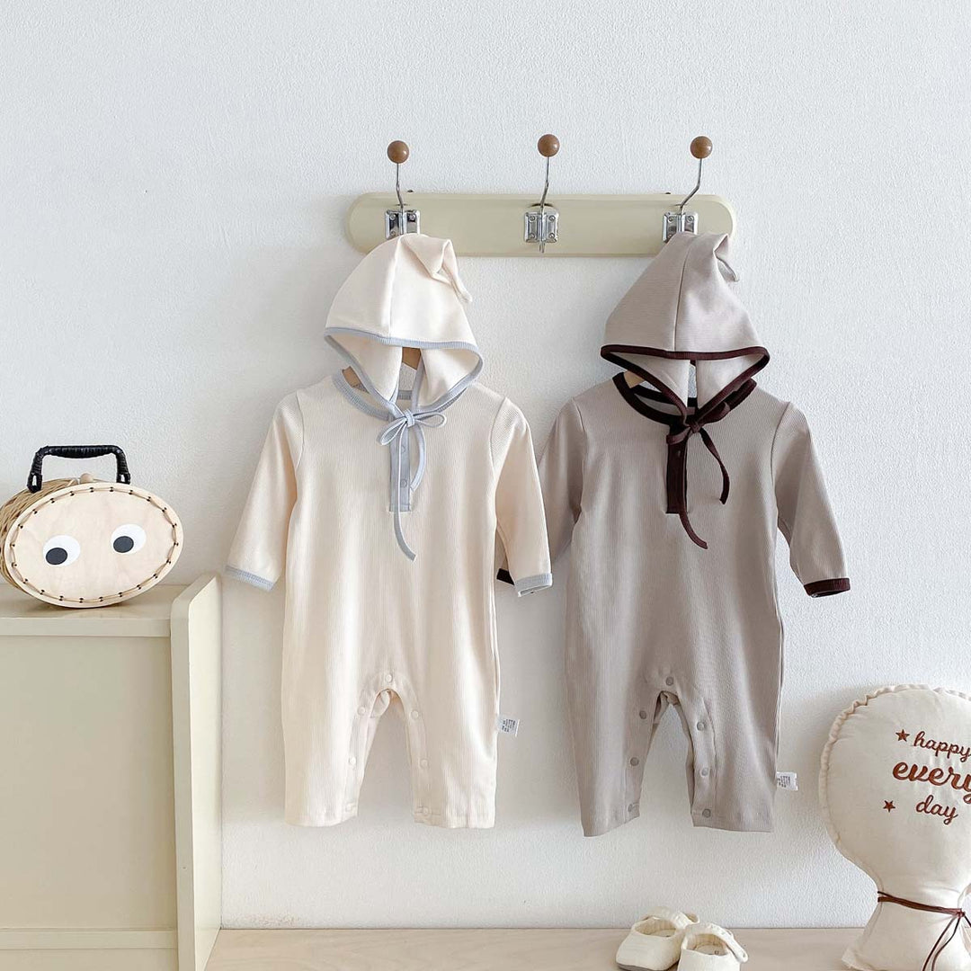 【73-90】帽子付き長袖ロンパース