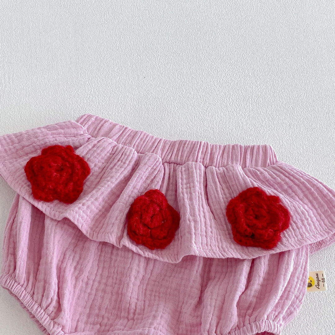 【73-110】キャミソール×バラモチーフブルマセット