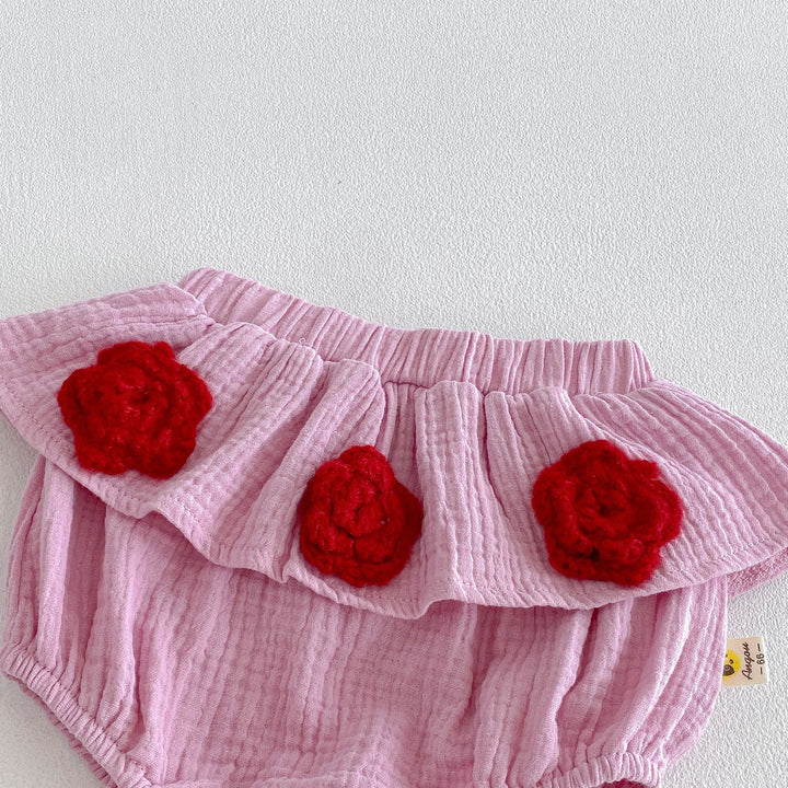 【73-110】キャミソール×バラモチーフブルマセット