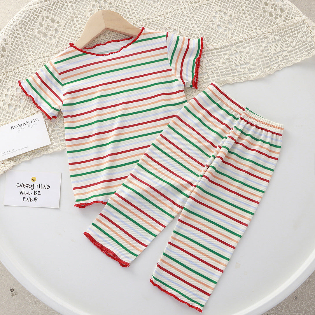 【80-140】ボーダー柄リラックスセットアップ