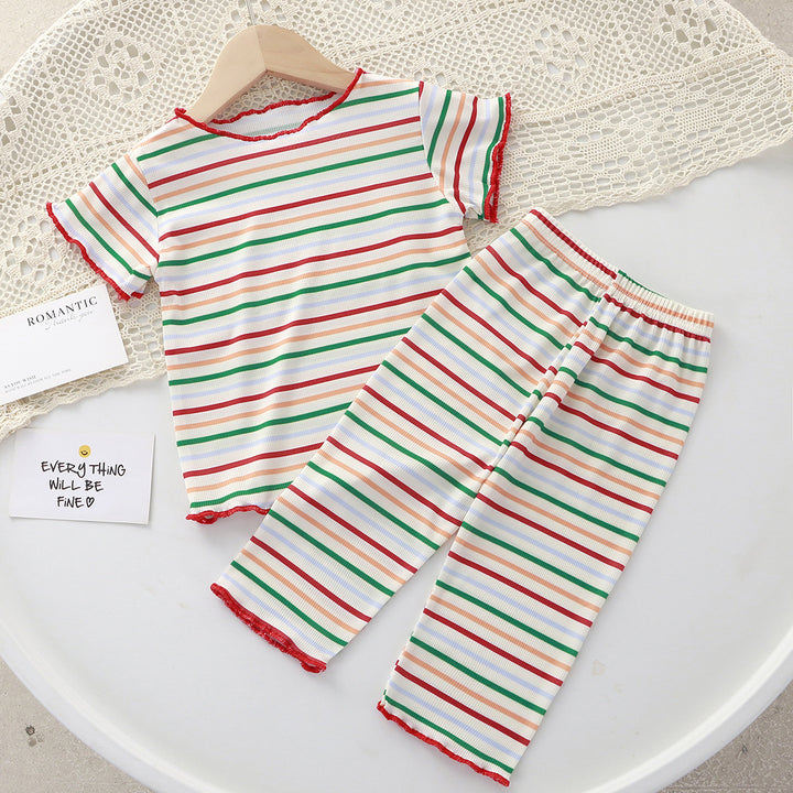 【80-140】ボーダー柄リラックスセットアップ