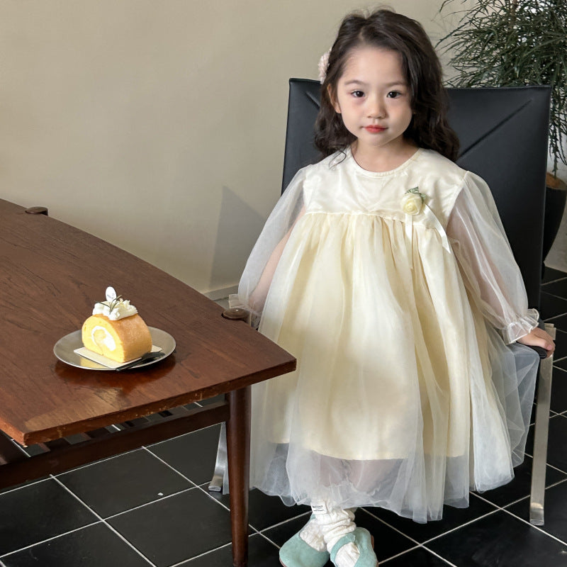 90-130】チュールデザインドレスワンピース｜ELMO-こども服エルモ