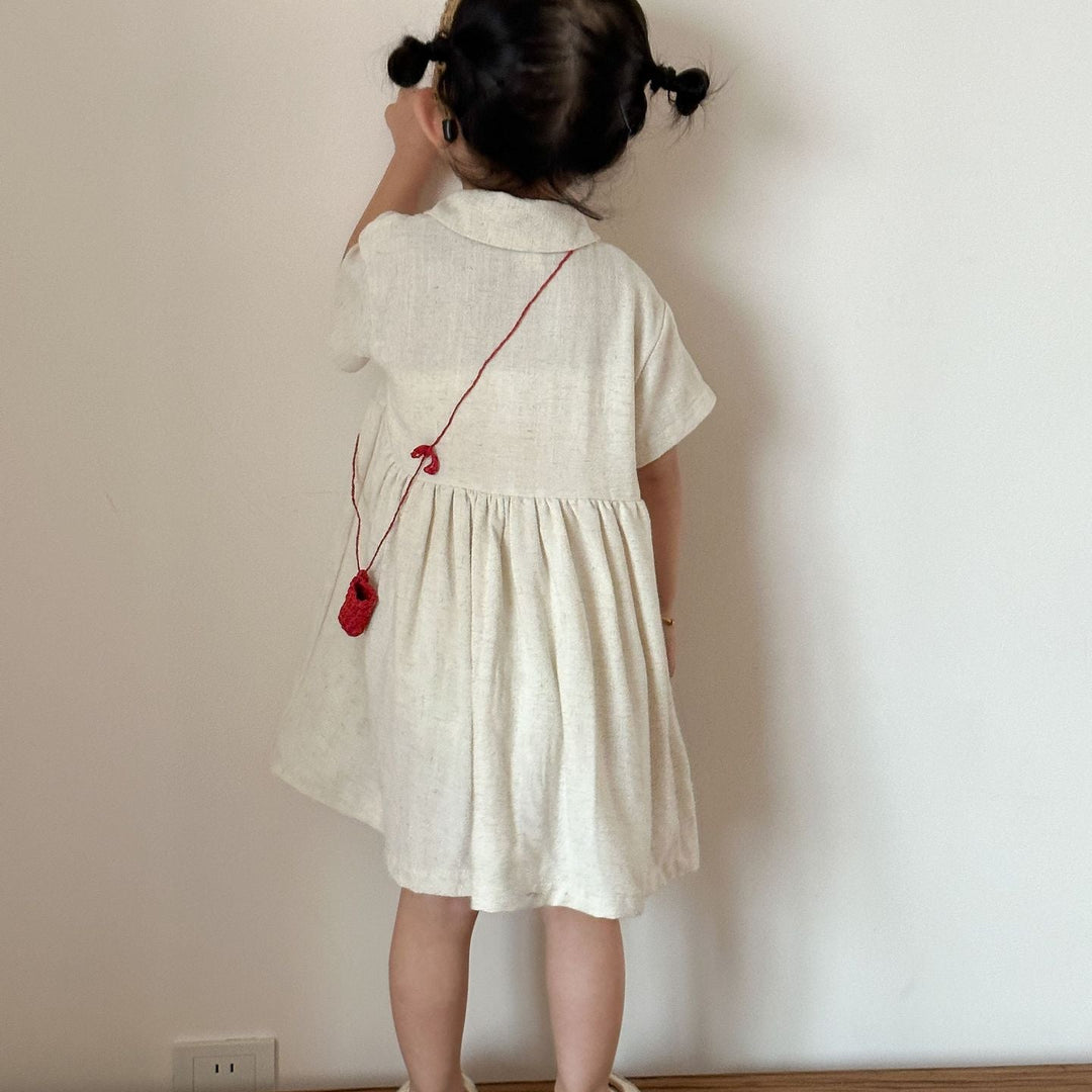 【80-150】ナチュラル半袖ワンピース