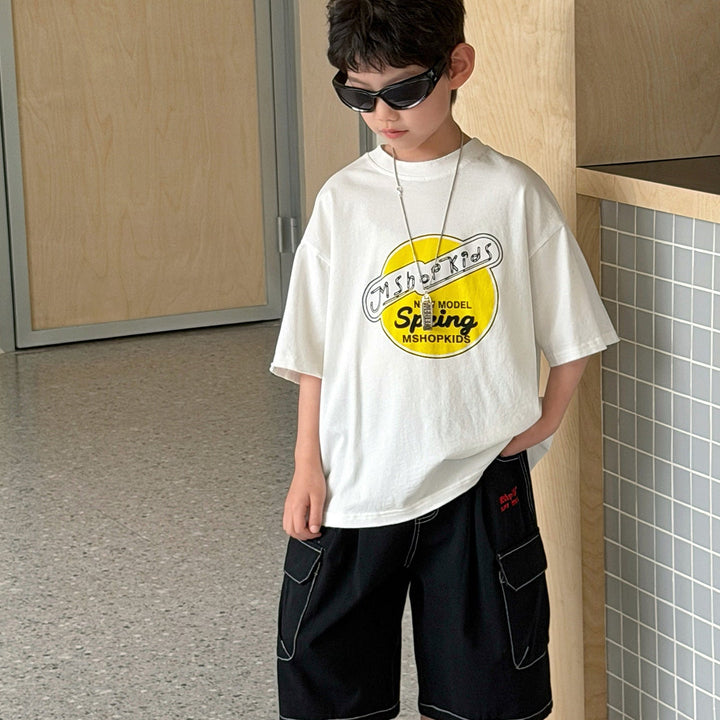 【90-150】ロゴデザインカジュアルTシャツ