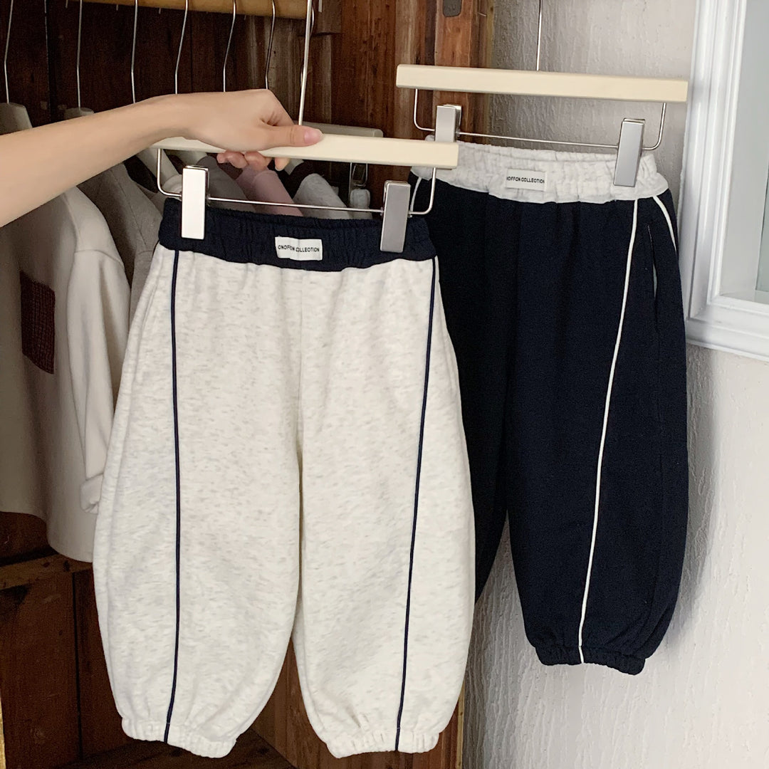 【90-140】ラインデザインあったかロングパンツ