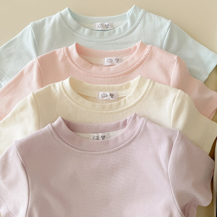 【90-150】ギャザーTシャツ×ロングパンツセット