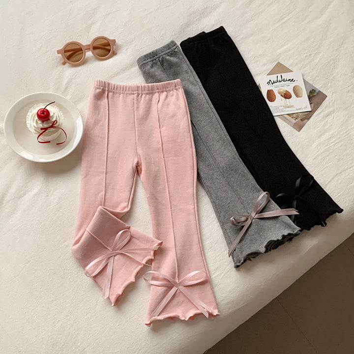 【90-150】裾リボンメロウフレアパンツ