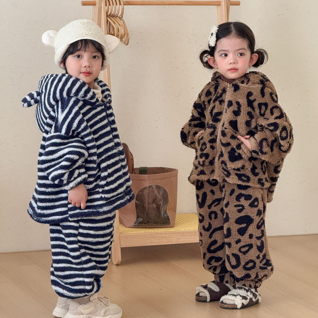 【80-150】耳付き総柄パーカー×ロングパンツセット