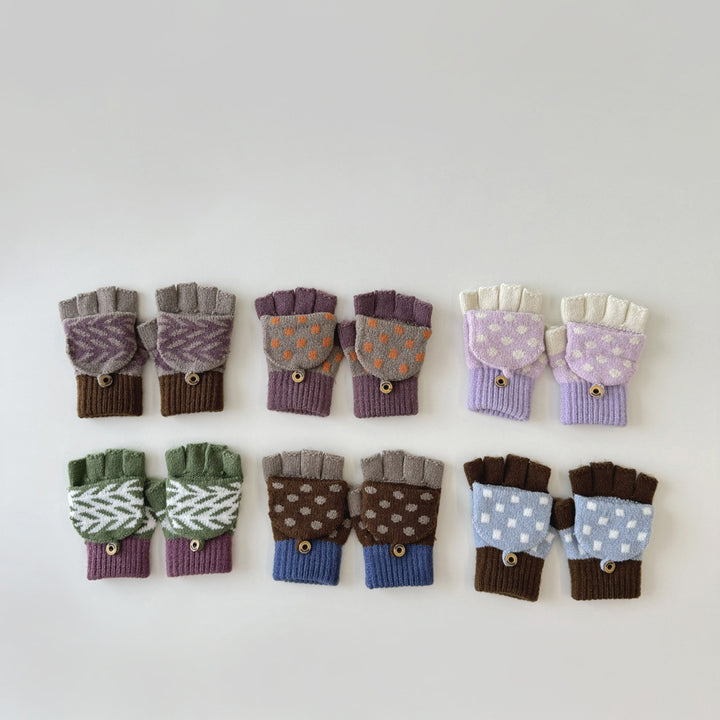 【3Y-8Y】パターンプリント指出しニットグローブ