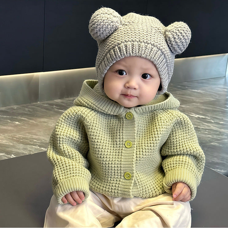 【73-110】フード付きニットカーディガン