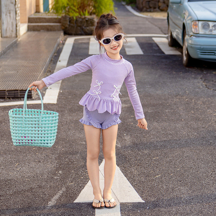 【90-140】フリル＆リボンデザインセパレートスイムウェア