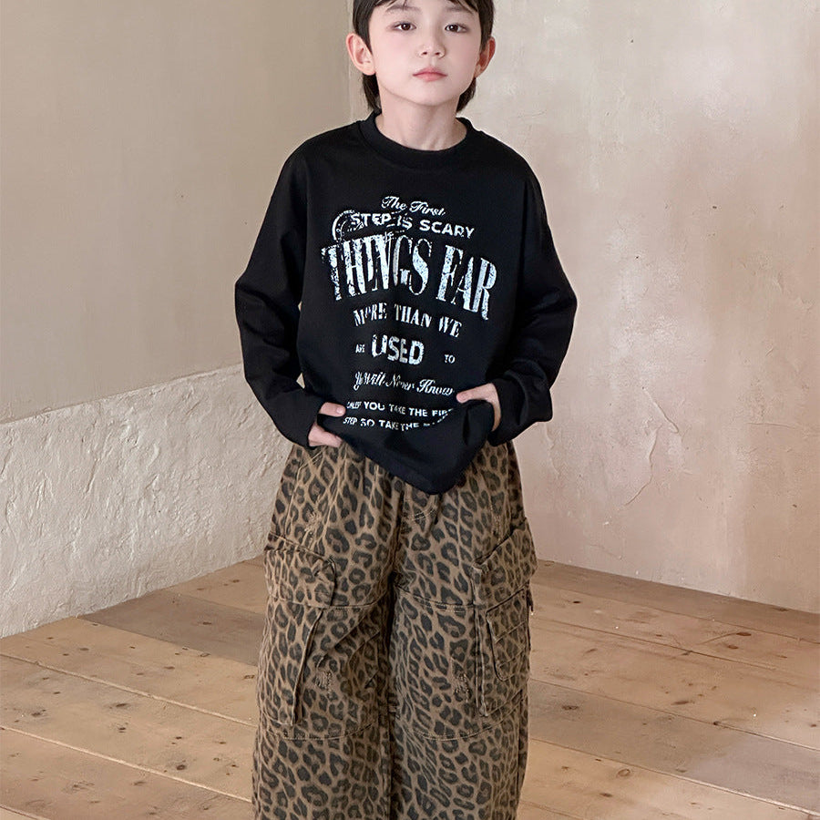 【90-150】フロントロゴ長袖Tシャツ