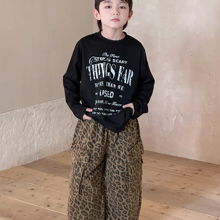 【90-150】フロントロゴ長袖Tシャツ