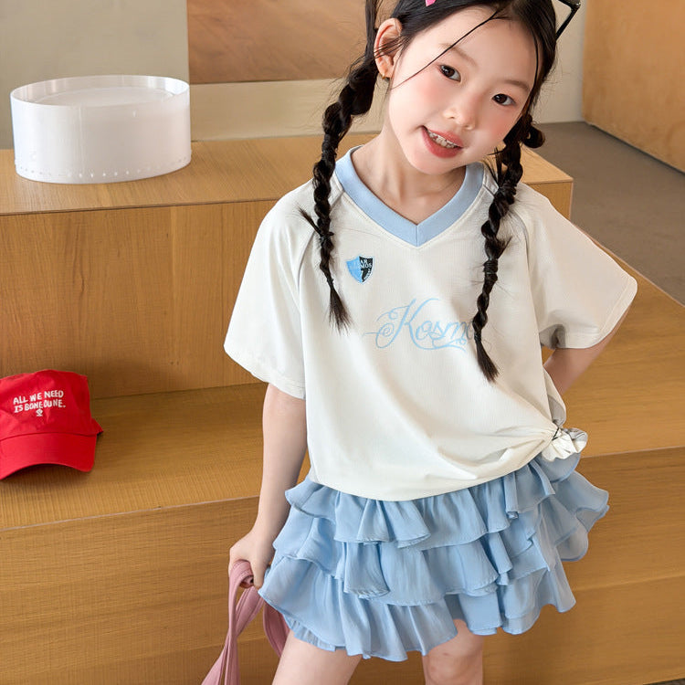 【100-150】ユニフォーム風おしゃれTシャツ