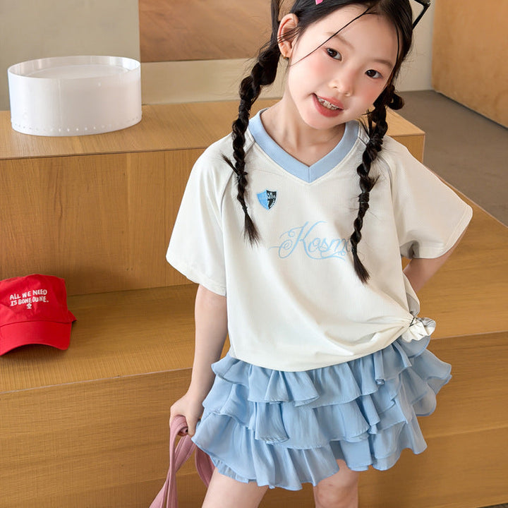 【100-150】ユニフォーム風おしゃれTシャツ